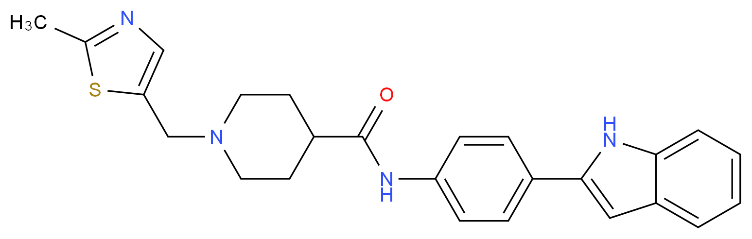 N-[4-(1H-indol-2-yl)phenyl]-1-[(2-methyl-1,3-thiazol-5-yl)methyl]-4-piperidinecarboxamide_分子结构_CAS_)