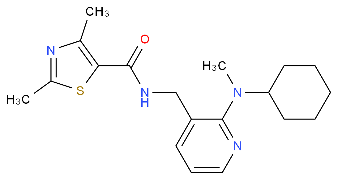 N-({2-[cyclohexyl(methyl)amino]-3-pyridinyl}methyl)-2,4-dimethyl-1,3-thiazole-5-carboxamide_分子结构_CAS_)