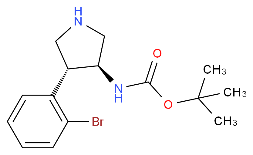 tert-butyl N-[(3S,4R)-4-(2-bromophenyl)pyrrolidin-3-yl]carbamate_分子结构_CAS_1260596-04-0
