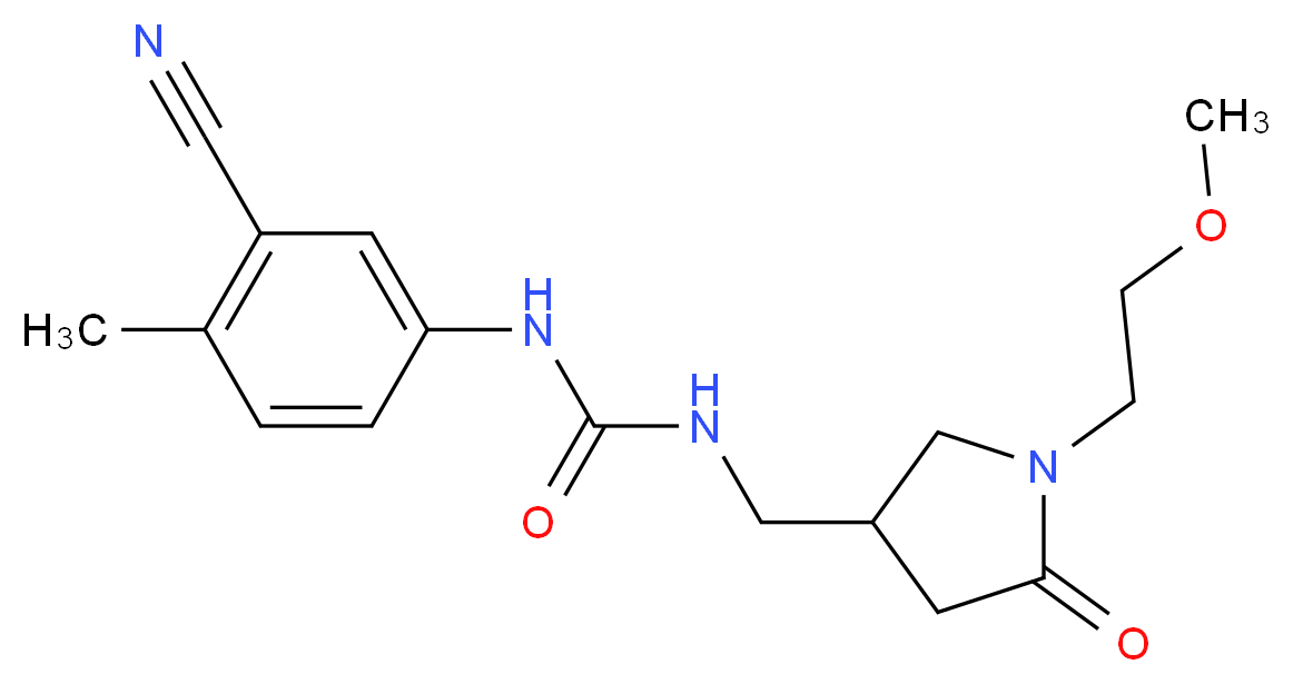 N-(3-cyano-4-methylphenyl)-N'-{[1-(2-methoxyethyl)-5-oxopyrrolidin-3-yl]methyl}urea_分子结构_CAS_)