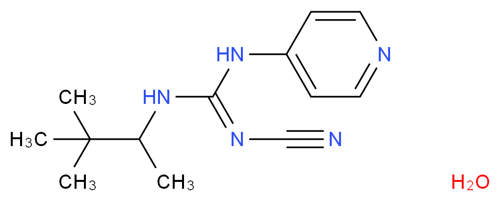 (Z)-2-cyano-1-(3,3-dimethylbutan-2-yl)-3-(pyridin-4-yl)guanidine hydrate_分子结构_CAS_85371-64-8