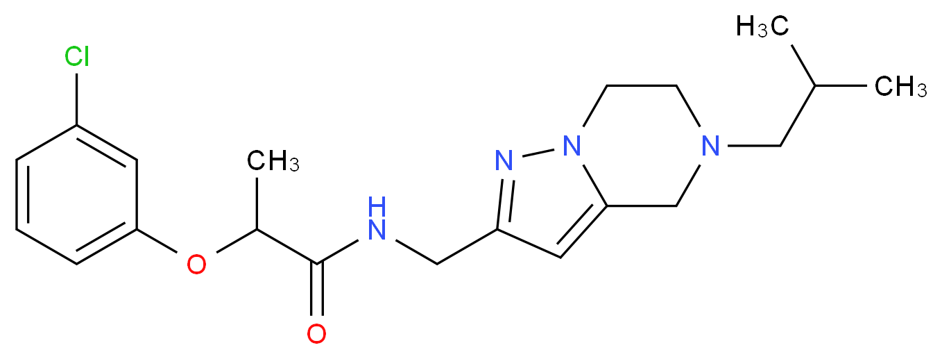 2-(3-chlorophenoxy)-N-[(5-isobutyl-4,5,6,7-tetrahydropyrazolo[1,5-a]pyrazin-2-yl)methyl]propanamide_分子结构_CAS_)