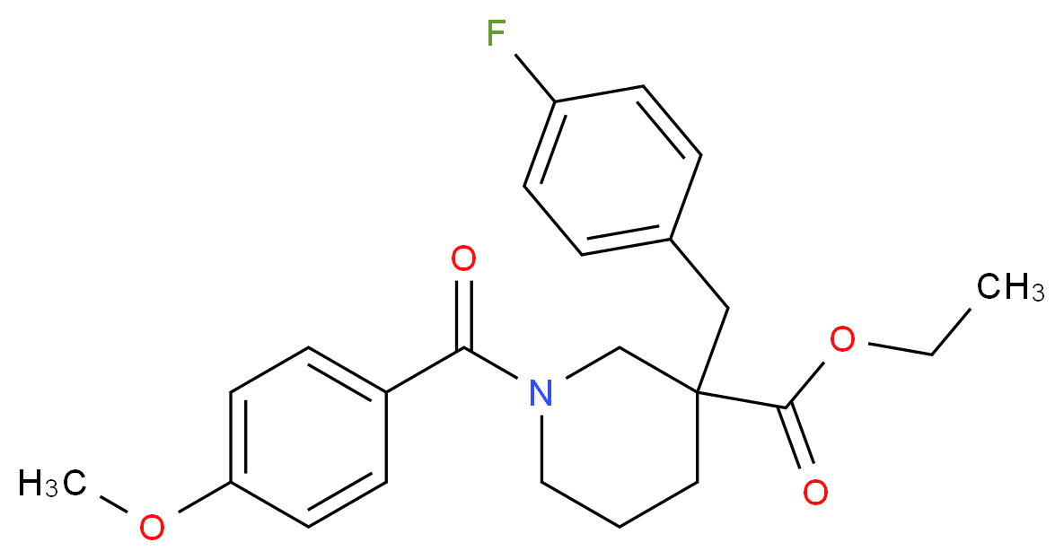 ethyl 3-(4-fluorobenzyl)-1-(4-methoxybenzoyl)-3-piperidinecarboxylate_分子结构_CAS_)