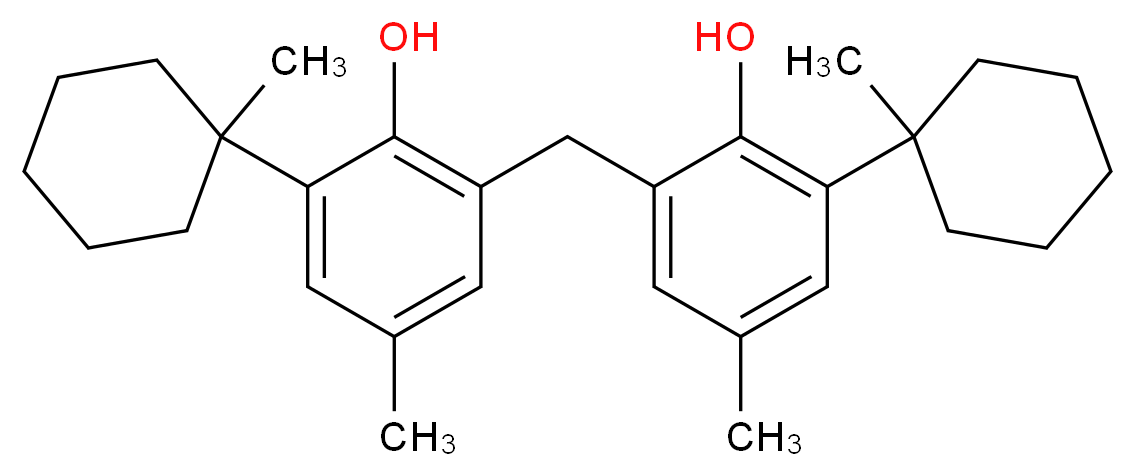 2-{[2-hydroxy-5-methyl-3-(1-methylcyclohexyl)phenyl]methyl}-4-methyl-6-(1-methylcyclohexyl)phenol_分子结构_CAS_77-62-3