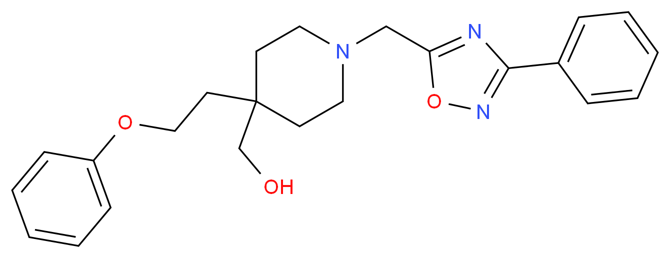 {4-(2-phenoxyethyl)-1-[(3-phenyl-1,2,4-oxadiazol-5-yl)methyl]-4-piperidinyl}methanol_分子结构_CAS_)