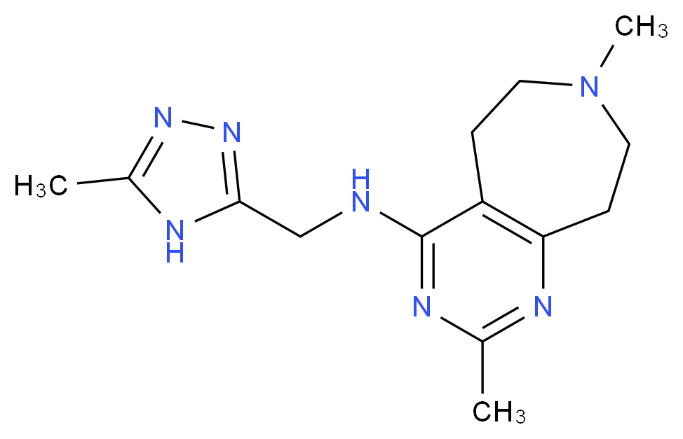 2,7-dimethyl-N-[(5-methyl-4H-1,2,4-triazol-3-yl)methyl]-6,7,8,9-tetrahydro-5H-pyrimido[4,5-d]azepin-4-amine_分子结构_CAS_)