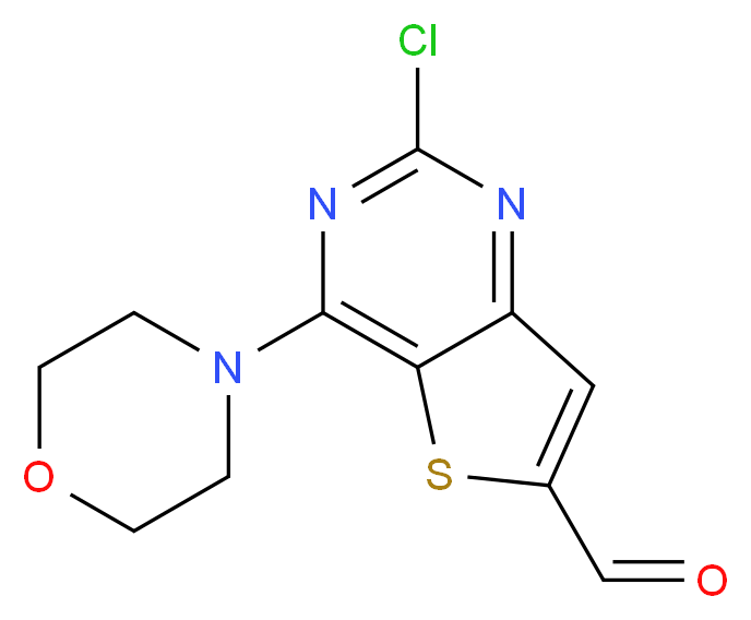 2-Chloro-4-morpholinothieno-[3,2-d]pyrimidine-6-carbaldehyde_分子结构_CAS_885618-31-5)