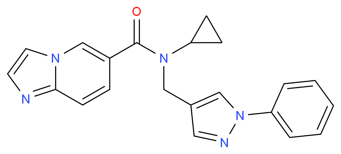 N-cyclopropyl-N-[(1-phenyl-1H-pyrazol-4-yl)methyl]imidazo[1,2-a]pyridine-6-carboxamide_分子结构_CAS_)