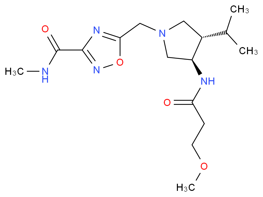 5-({(3S*,4R*)-3-isopropyl-4-[(3-methoxypropanoyl)amino]-1-pyrrolidinyl}methyl)-N-methyl-1,2,4-oxadiazole-3-carboxamide_分子结构_CAS_)