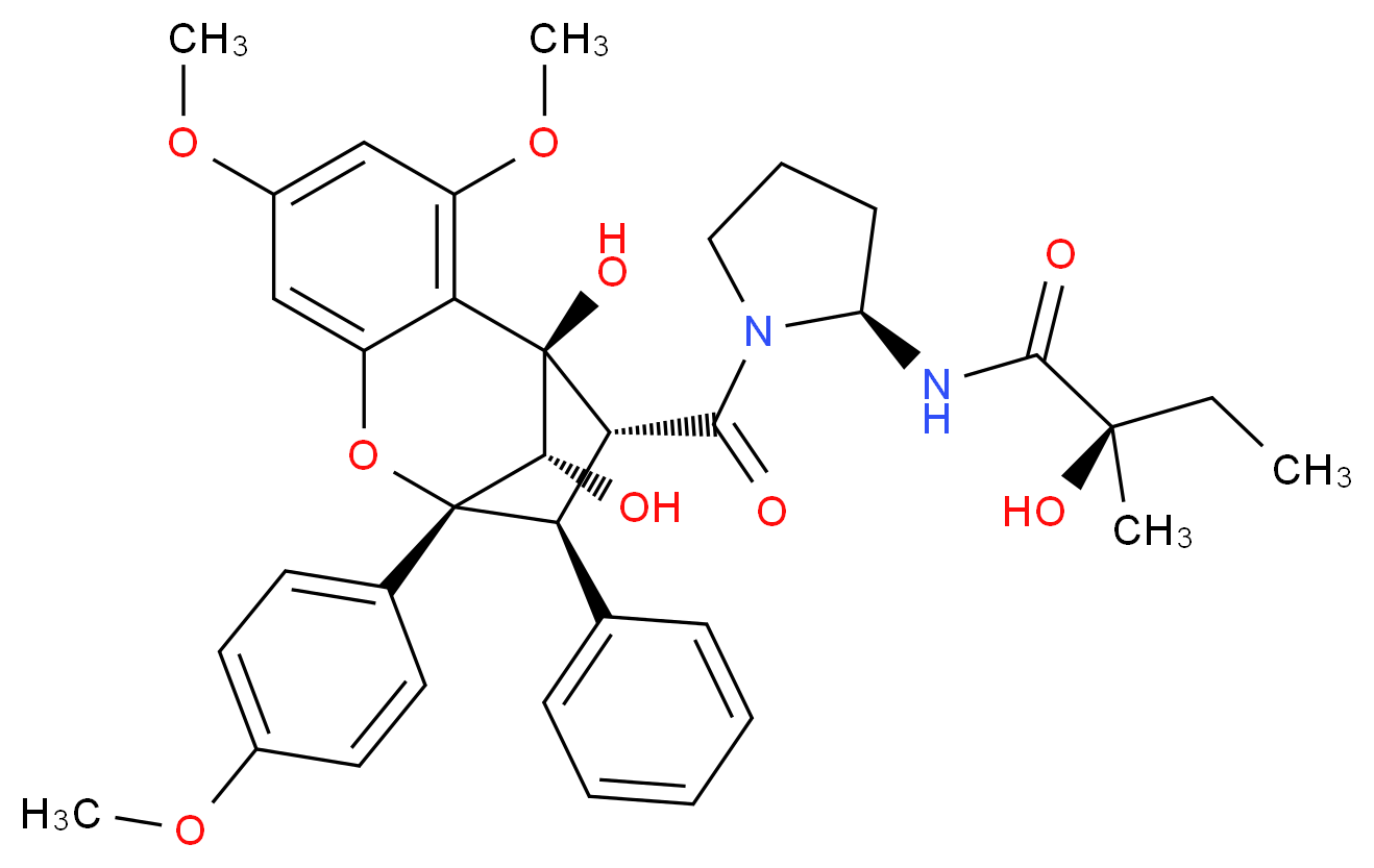 (2R)-N-[(2S)-1-[(1R,9R,10S,11R,12S)-1,12-dihydroxy-3,5-dimethoxy-9-(4-methoxyphenyl)-10-phenyl-8-oxatricyclo[7.2.1.0<sup>2</sup>,<sup>7</sup>]dodeca-2,4,6-triene-11-carbonyl]pyrrolidin-2-yl]-2-hydroxy-2-methylbutanamide_分子结构_CAS_269739-78-8