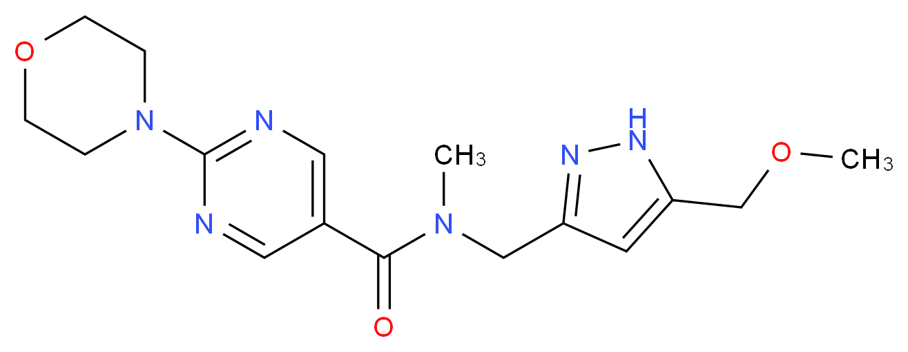 N-{[5-(methoxymethyl)-1H-pyrazol-3-yl]methyl}-N-methyl-2-morpholin-4-ylpyrimidine-5-carboxamide_分子结构_CAS_)