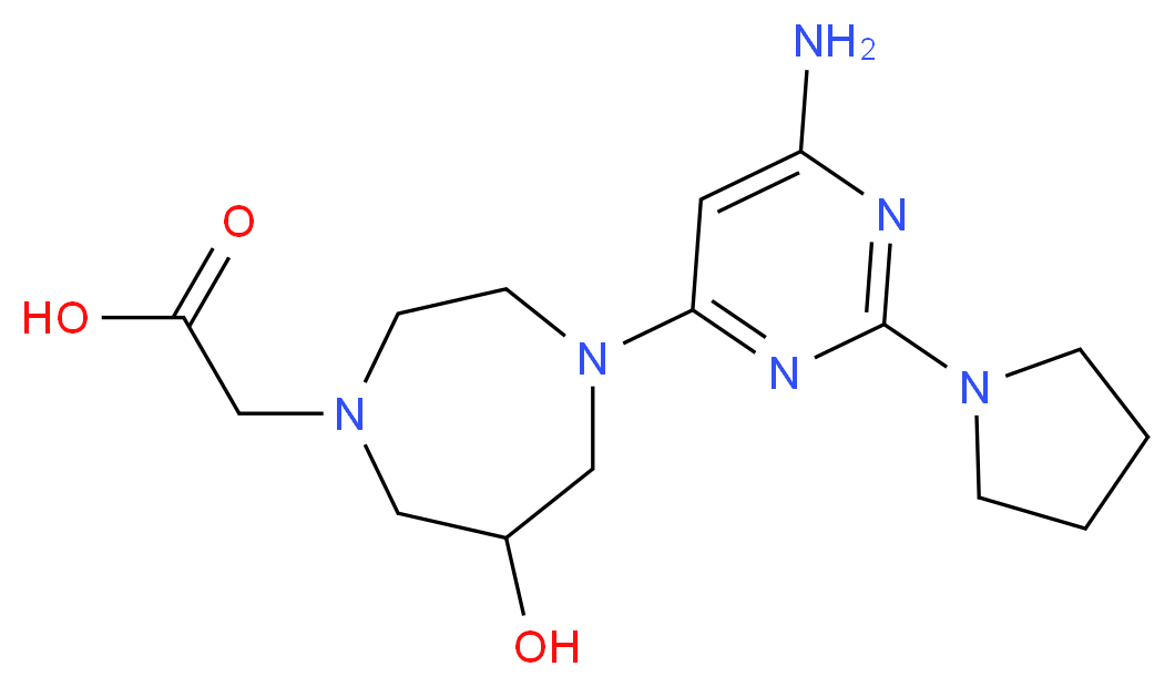 [4-(6-amino-2-pyrrolidin-1-ylpyrimidin-4-yl)-6-hydroxy-1,4-diazepan-1-yl]acetic acid_分子结构_CAS_)