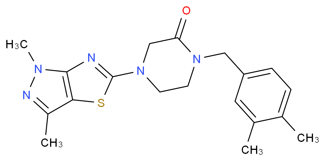 1-(3,4-dimethylbenzyl)-4-(1,3-dimethyl-1H-pyrazolo[3,4-d][1,3]thiazol-5-yl)piperazin-2-one_分子结构_CAS_)