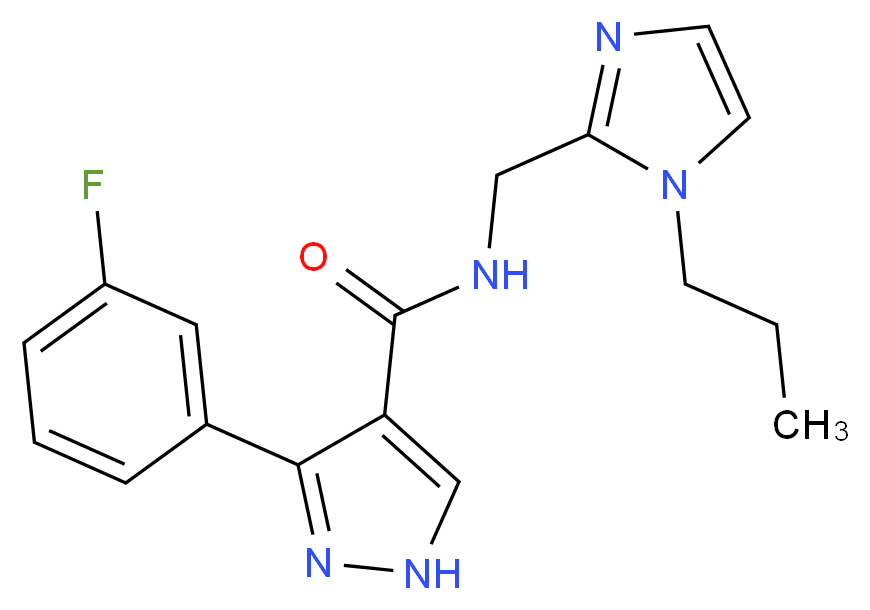 3-(3-fluorophenyl)-N-[(1-propyl-1H-imidazol-2-yl)methyl]-1H-pyrazole-4-carboxamide_分子结构_CAS_)