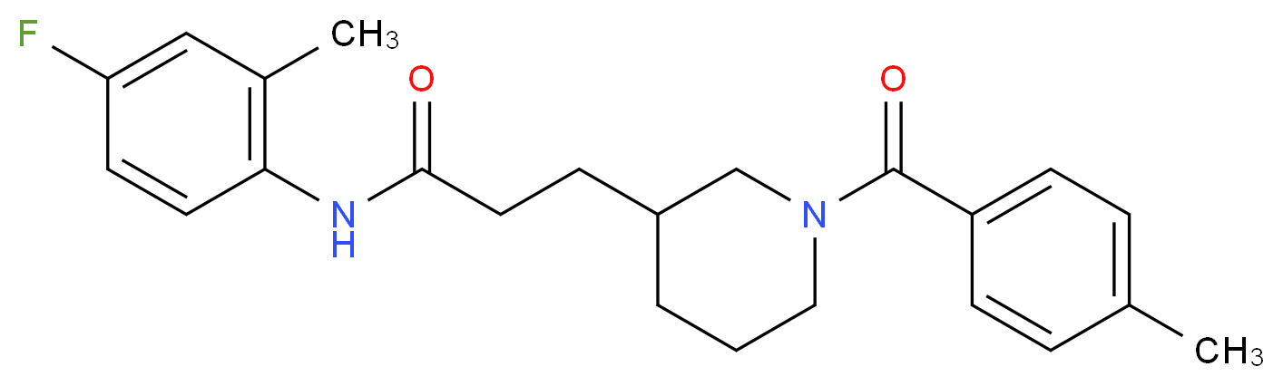 N-(4-fluoro-2-methylphenyl)-3-[1-(4-methylbenzoyl)-3-piperidinyl]propanamide_分子结构_CAS_)