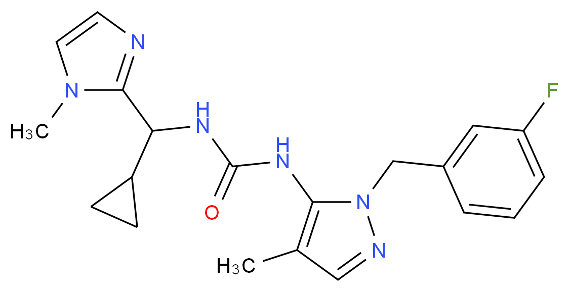 N-[cyclopropyl(1-methyl-1H-imidazol-2-yl)methyl]-N'-[1-(3-fluorobenzyl)-4-methyl-1H-pyrazol-5-yl]urea_分子结构_CAS_)