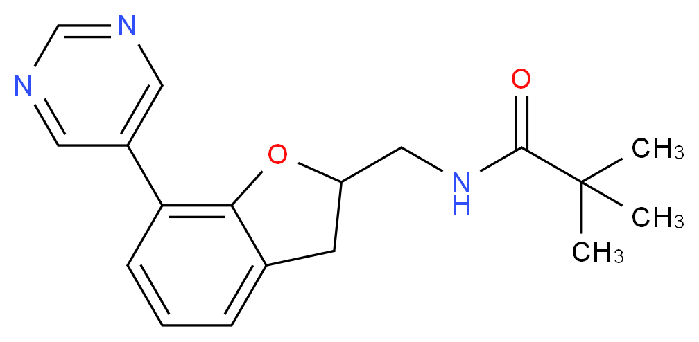 2,2-dimethyl-N-{[7-(5-pyrimidinyl)-2,3-dihydro-1-benzofuran-2-yl]methyl}propanamide_分子结构_CAS_)