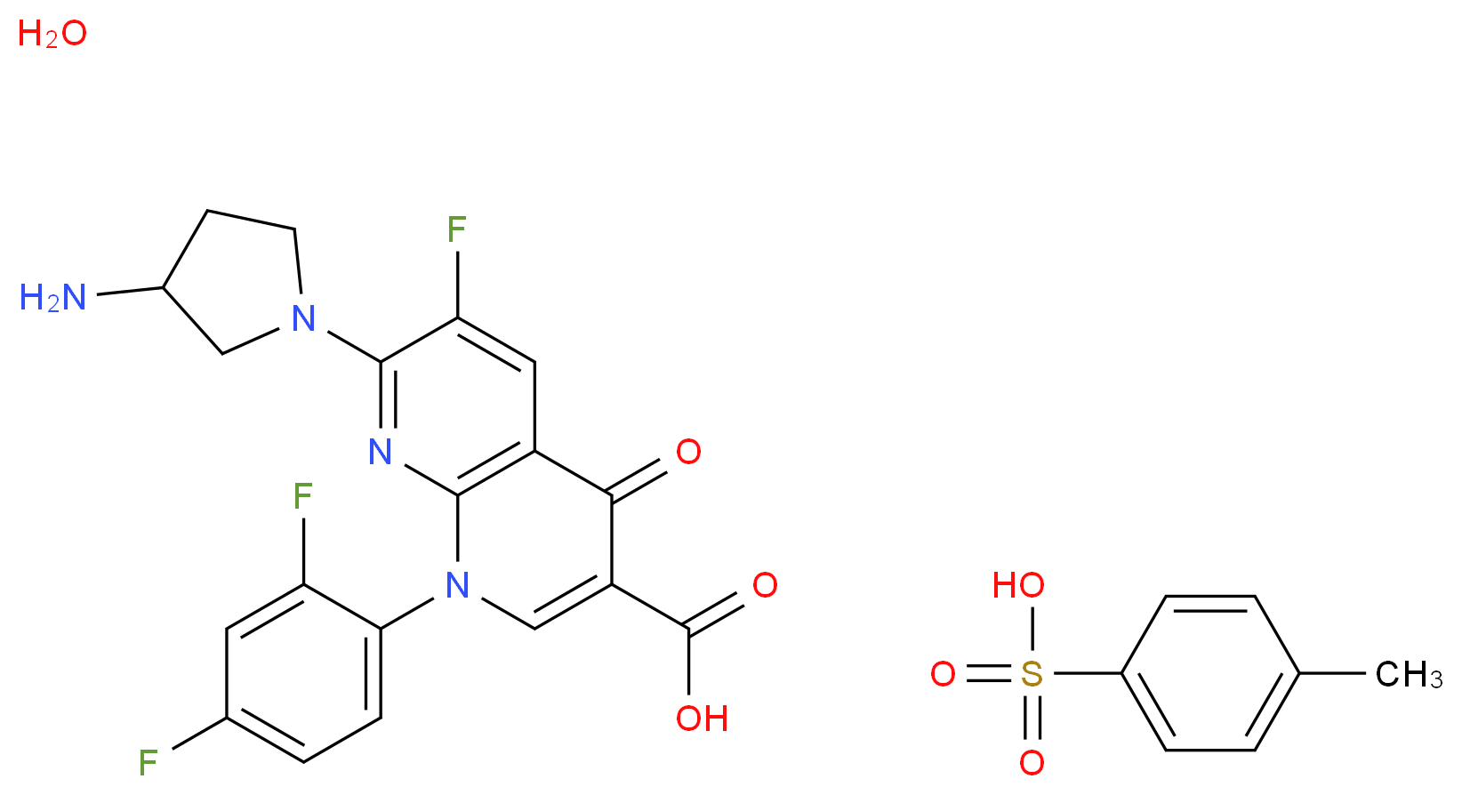 Tosufloxacin Toluenesulfonate Hydrate_分子结构_CAS_115964-29-9)