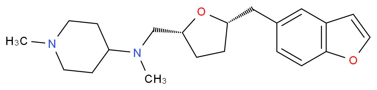 N-{[(2R*,5S*)-5-(1-benzofuran-5-ylmethyl)tetrahydrofuran-2-yl]methyl}-N,1-dimethylpiperidin-4-amine_分子结构_CAS_)