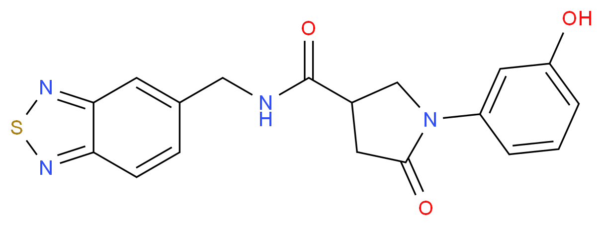 N-(2,1,3-benzothiadiazol-5-ylmethyl)-1-(3-hydroxyphenyl)-5-oxopyrrolidine-3-carboxamide_分子结构_CAS_)
