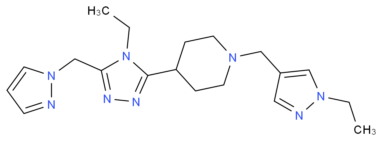 1-[(1-ethyl-1H-pyrazol-4-yl)methyl]-4-[4-ethyl-5-(1H-pyrazol-1-ylmethyl)-4H-1,2,4-triazol-3-yl]piperidine_分子结构_CAS_)