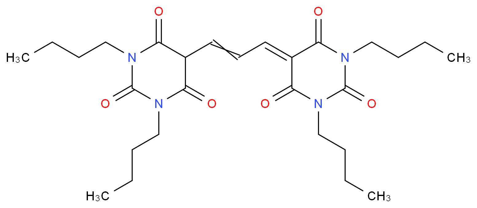 1,3-dibutyl-5-[3-(1,3-dibutyl-2,4,6-trioxo-1,3-diazinan-5-ylidene)prop-1-en-1-yl]-1,3-diazinane-2,4,6-trione_分子结构_CAS_70363-83-6