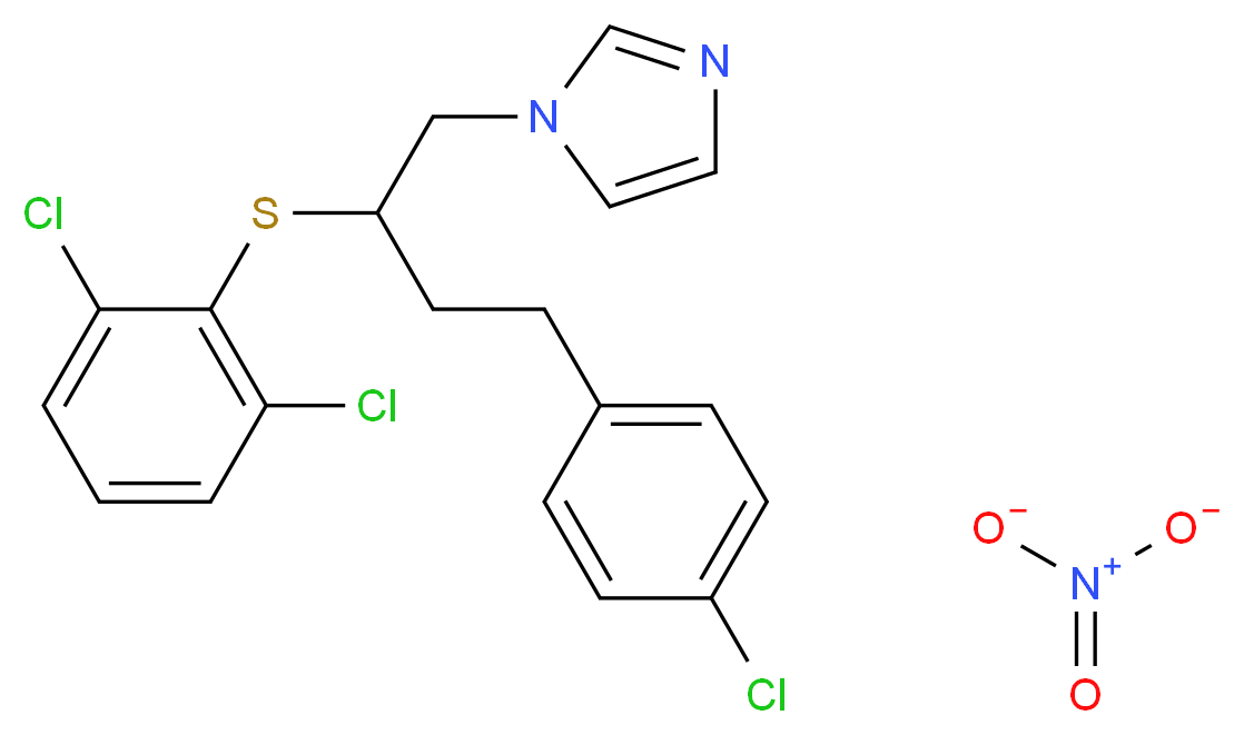 1-(4-(4-chlorophenyl)-2-(2,6-dichlorophenyl)sulfanyl-butyl)imidazole nitrate_分子结构_CAS_64872-77-1)