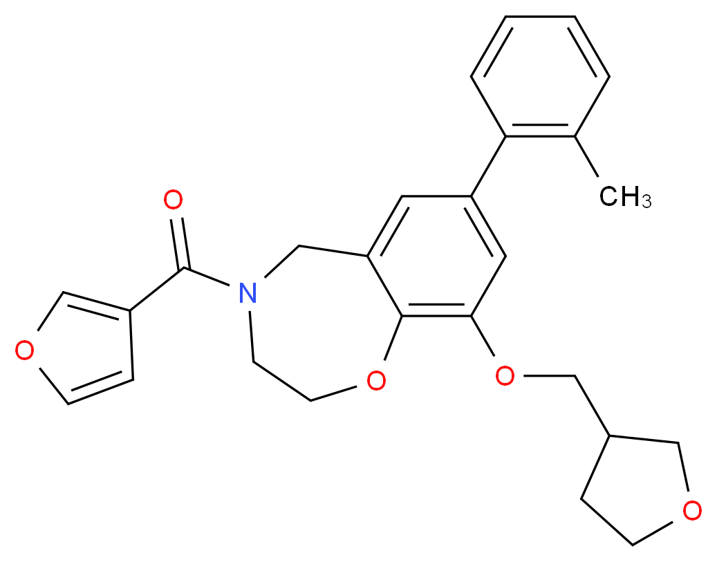 4-(3-furoyl)-7-(2-methylphenyl)-9-(tetrahydro-3-furanylmethoxy)-2,3,4,5-tetrahydro-1,4-benzoxazepine_分子结构_CAS_)