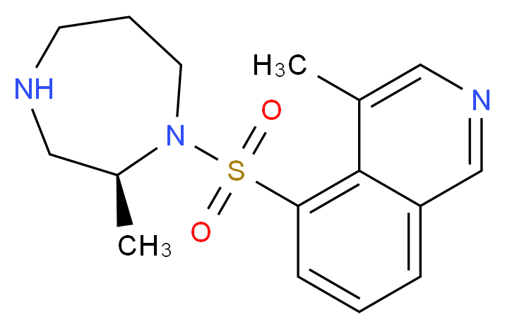 4-methyl-5-{[(2S)-2-methyl-1,4-diazepan-1-yl]sulfonyl}isoquinoline_分子结构_CAS_871543-07-6