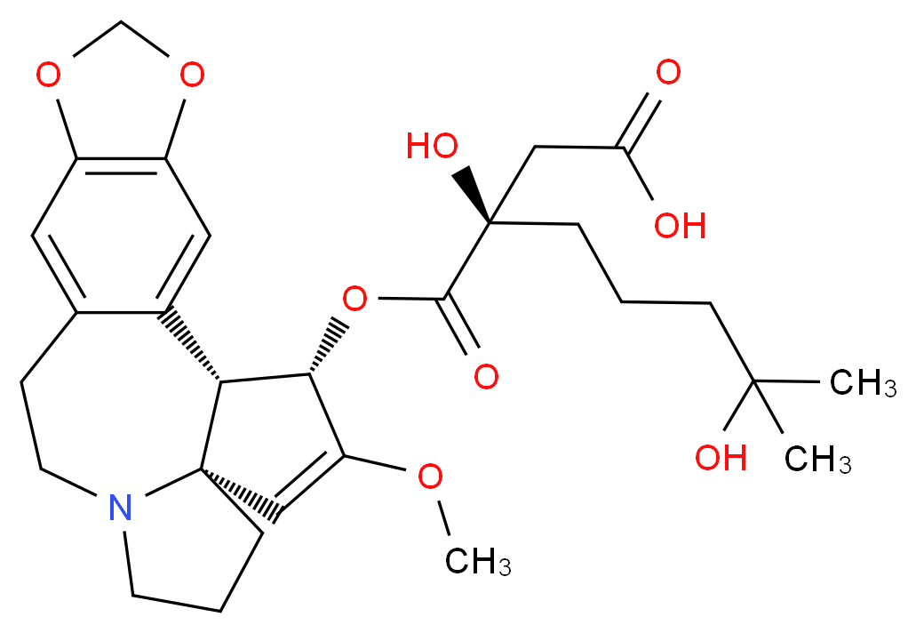 (3R)-3,7-dihydroxy-3-({[(2S,3S,6R)-4-methoxy-16,18-dioxa-10-azapentacyclo[11.7.0.0<sup>2</sup>,<sup>6</sup>.0<sup>6</sup>,<sup>1</sup><sup>0</sup>.0<sup>1</sup><sup>5</sup>,<sup>1</sup><sup>9</sup>]icosa-1(20),4,13,15(19)-tetraen-3-yl]oxy}carbonyl)-7-methyloctanoic acid_分子结构_CAS_98599-84-9