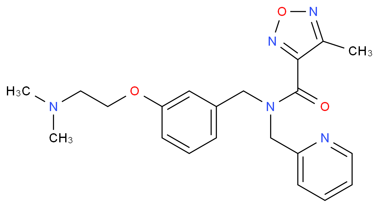 N-{3-[2-(dimethylamino)ethoxy]benzyl}-4-methyl-N-(2-pyridinylmethyl)-1,2,5-oxadiazole-3-carboxamide_分子结构_CAS_)