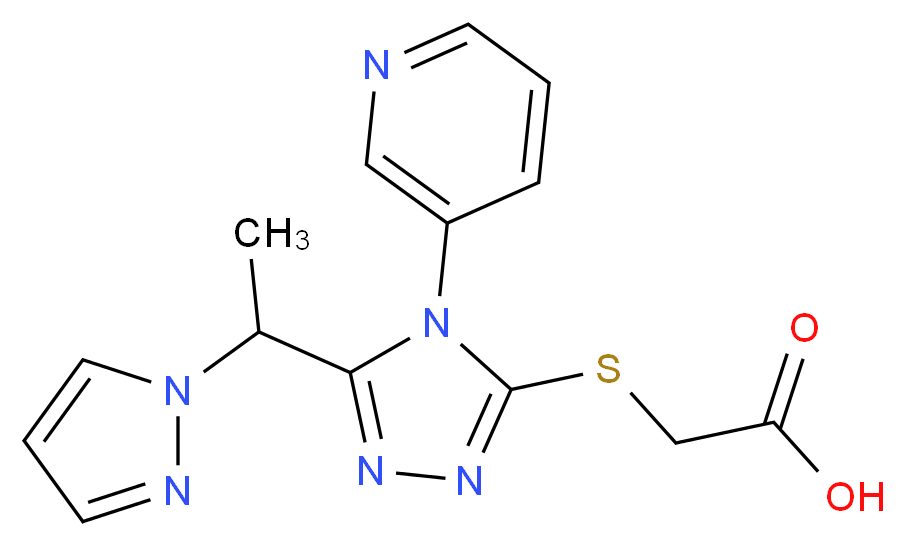 ({5-[1-(1H-pyrazol-1-yl)ethyl]-4-pyridin-3-yl-4H-1,2,4-triazol-3-yl}thio)acetic acid_分子结构_CAS_)