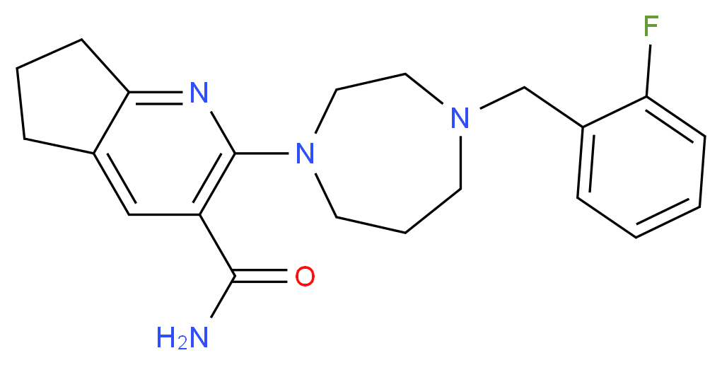 2-[4-(2-fluorobenzyl)-1,4-diazepan-1-yl]-6,7-dihydro-5H-cyclopenta[b]pyridine-3-carboxamide_分子结构_CAS_)