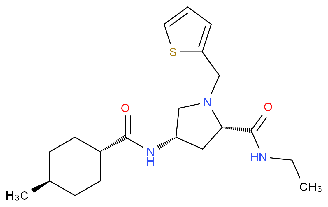 (4S)-N-ethyl-4-{[(trans-4-methylcyclohexyl)carbonyl]amino}-1-(2-thienylmethyl)-L-prolinamide_分子结构_CAS_)