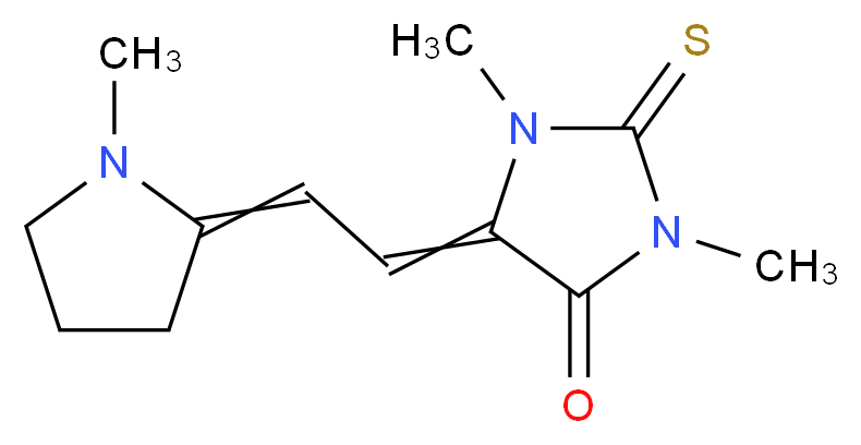 1,3-dimethyl-5-((1-methyl-2-pyrrolidinylidene)ethylidene)-2-thioxoimidazolidine-4-one_分子结构_CAS_2445-60-5)