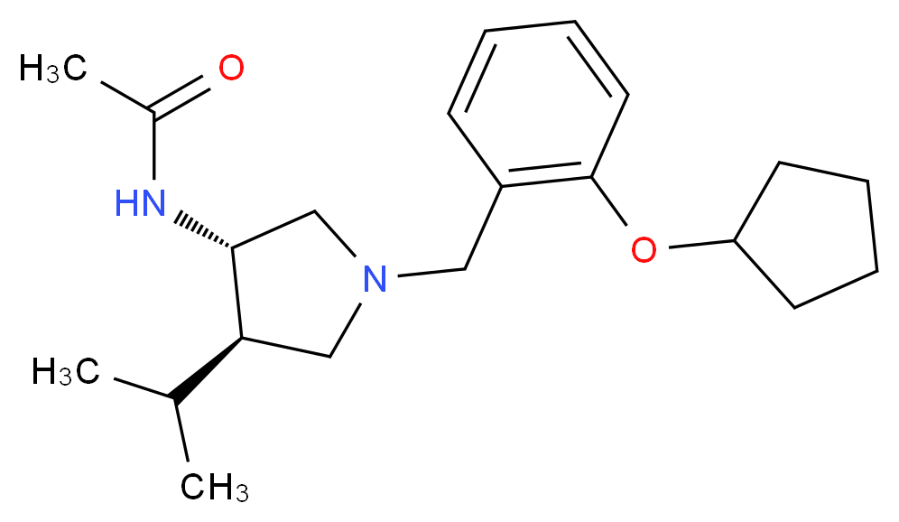 N-{(3S*,4R*)-1-[2-(cyclopentyloxy)benzyl]-4-isopropylpyrrolidin-3-yl}acetamide_分子结构_CAS_)
