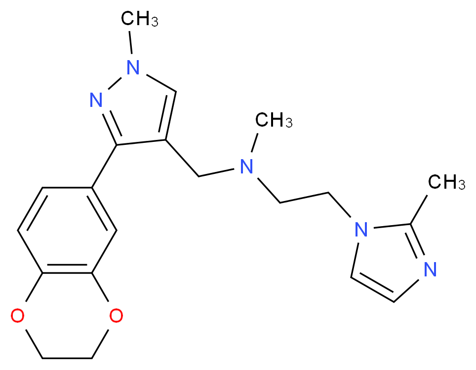 N-{[3-(2,3-dihydro-1,4-benzodioxin-6-yl)-1-methyl-1H-pyrazol-4-yl]methyl}-N-methyl-2-(2-methyl-1H-imidazol-1-yl)ethanamine_分子结构_CAS_)