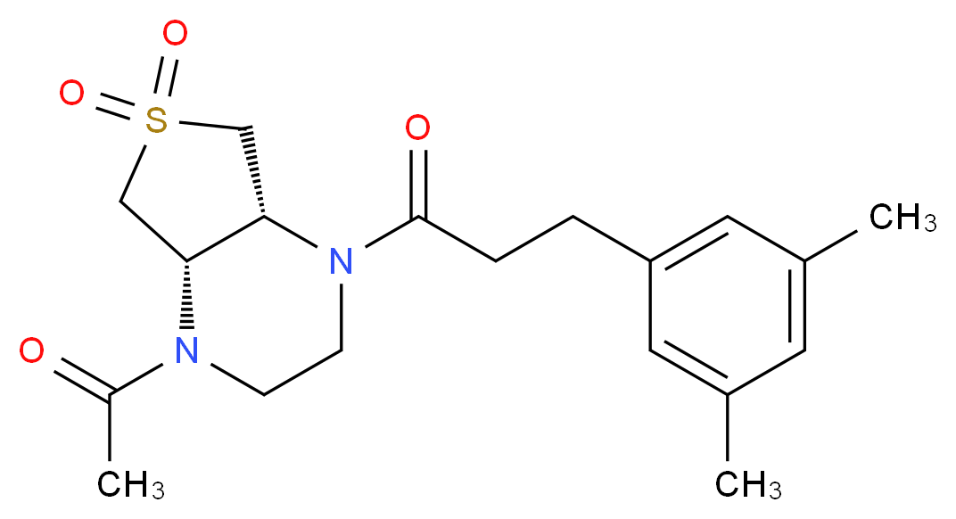 (4aR*,7aS*)-1-acetyl-4-[3-(3,5-dimethylphenyl)propanoyl]octahydrothieno[3,4-b]pyrazine 6,6-dioxide_分子结构_CAS_)