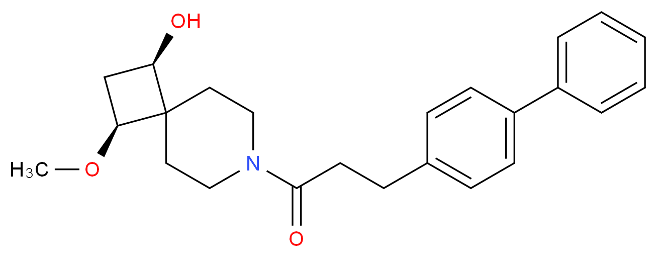 (1R*,3S*)-7-(3-biphenyl-4-ylpropanoyl)-3-methoxy-7-azaspiro[3.5]nonan-1-ol_分子结构_CAS_)