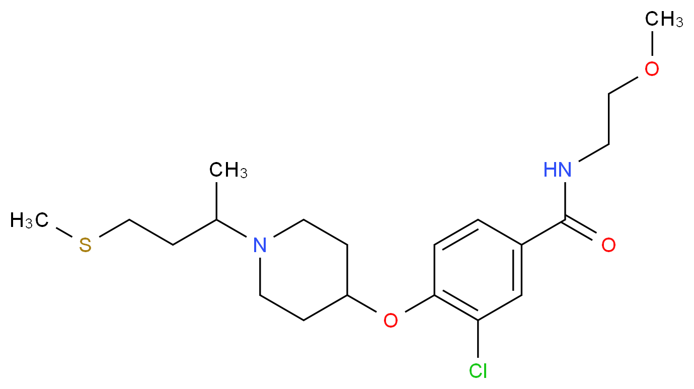 3-chloro-N-(2-methoxyethyl)-4-({1-[1-methyl-3-(methylthio)propyl]-4-piperidinyl}oxy)benzamide_分子结构_CAS_)