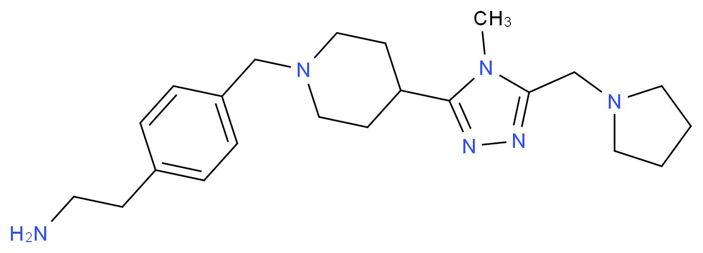 2-[4-({4-[4-methyl-5-(pyrrolidin-1-ylmethyl)-4H-1,2,4-triazol-3-yl]piperidin-1-yl}methyl)phenyl]ethanamine_分子结构_CAS_)
