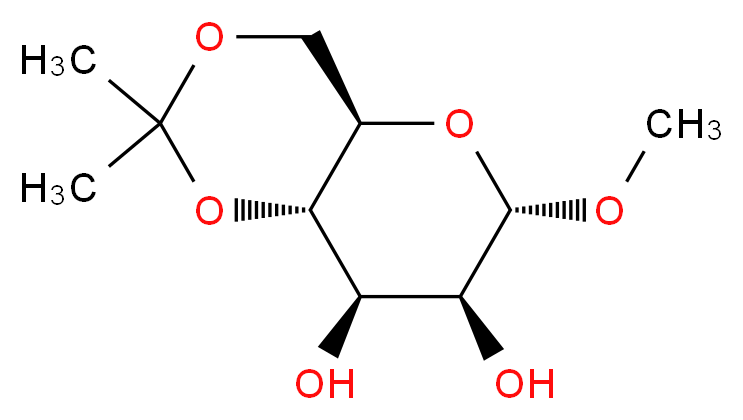 (4aR,6S,7S,8R,8aS)-6-methoxy-2,2-dimethyl-hexahydro-2H-pyrano[3,2-d][1,3]dioxine-7,8-diol_分子结构_CAS_63167-67-9