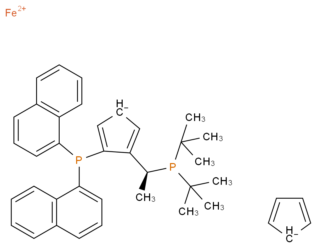λ<sup>2</sup>-iron(2+) ion 3-[bis(naphthalen-1-yl)phosphanyl]-4-[(1S)-1-(di-tert-butylphosphanyl)ethyl]cyclopenta-2,4-dien-1-ide cyclopenta-2,4-dien-1-ide_分子结构_CAS_849924-44-3