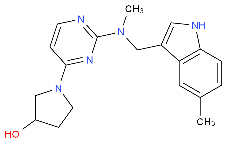 1-(2-{methyl[(5-methyl-1H-indol-3-yl)methyl]amino}pyrimidin-4-yl)pyrrolidin-3-ol_分子结构_CAS_)