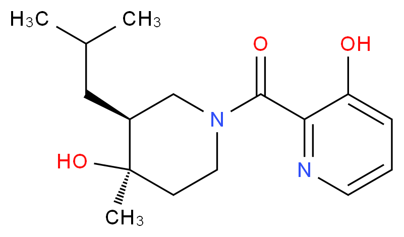 2-{[(3S*,4R*)-4-hydroxy-3-isobutyl-4-methylpiperidin-1-yl]carbonyl}pyridin-3-ol_分子结构_CAS_)
