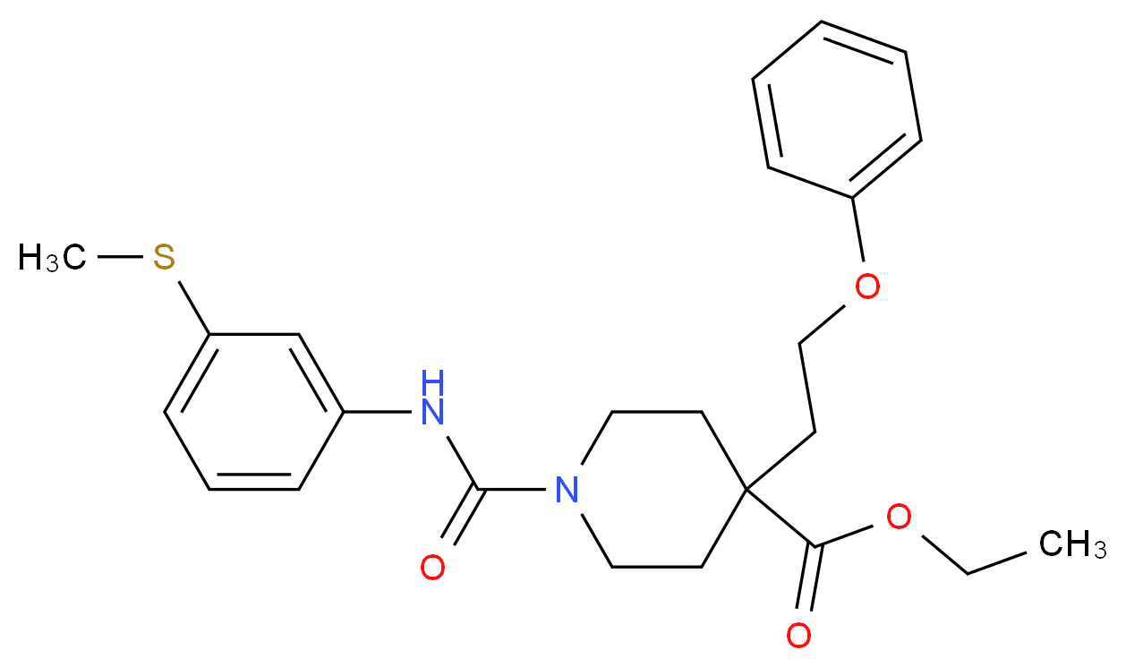 ethyl 1-({[3-(methylthio)phenyl]amino}carbonyl)-4-(2-phenoxyethyl)-4-piperidinecarboxylate_分子结构_CAS_)