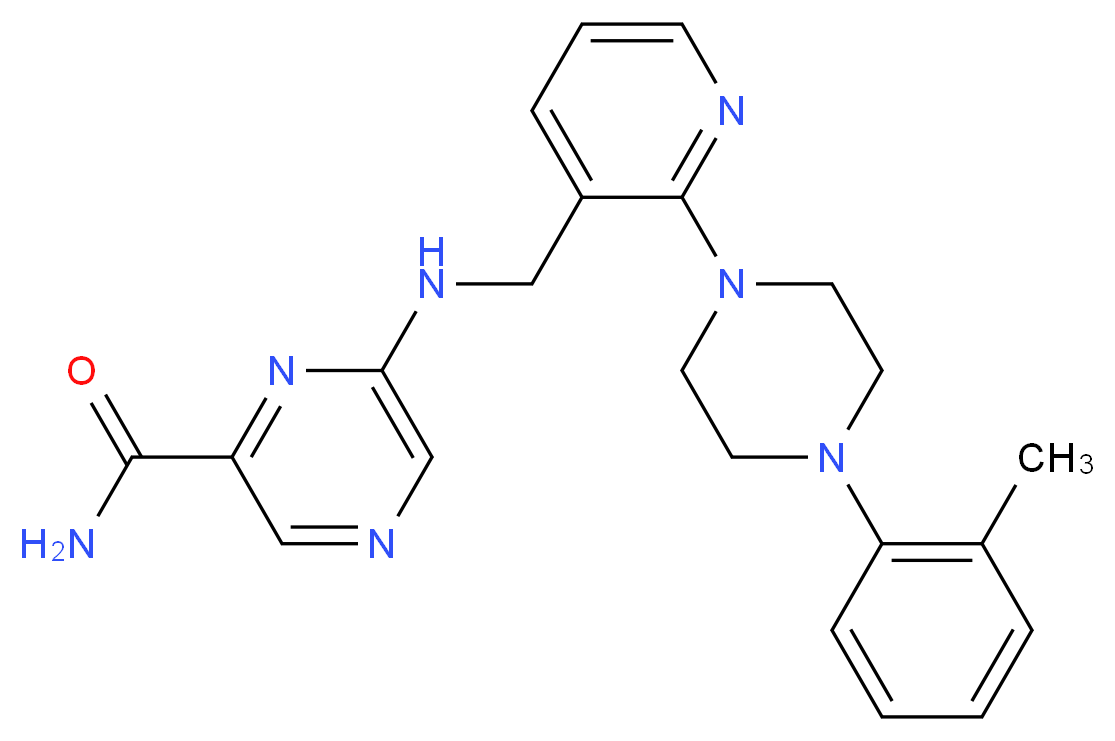 6-[({2-[4-(2-methylphenyl)piperazin-1-yl]pyridin-3-yl}methyl)amino]pyrazine-2-carboxamide_分子结构_CAS_)