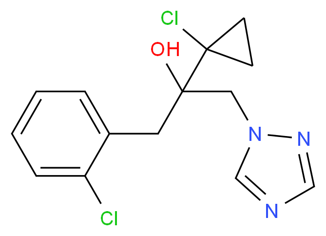 2-(1-chlorocyclopropyl)-1-(2-chlorophenyl)-3-(1H-1,2,4-triazol-1-yl)propan-2-ol_分子结构_CAS_120983-64-4