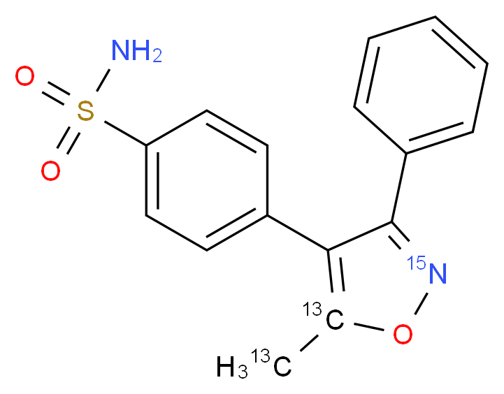 4-[5-(<sup>1</sup><sup>3</sup>C)methyl-3-phenyl(5-<sup>1</sup><sup>3</sup>C,2-<sup>1</sup><sup>5</sup>N)-1,2-oxazol-4-yl]benzene-1-sulfonamide_分子结构_CAS_1189428-23-6