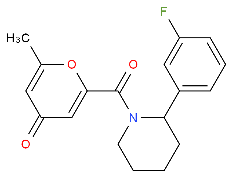 2-{[2-(3-fluorophenyl)piperidin-1-yl]carbonyl}-6-methyl-4H-pyran-4-one_分子结构_CAS_)